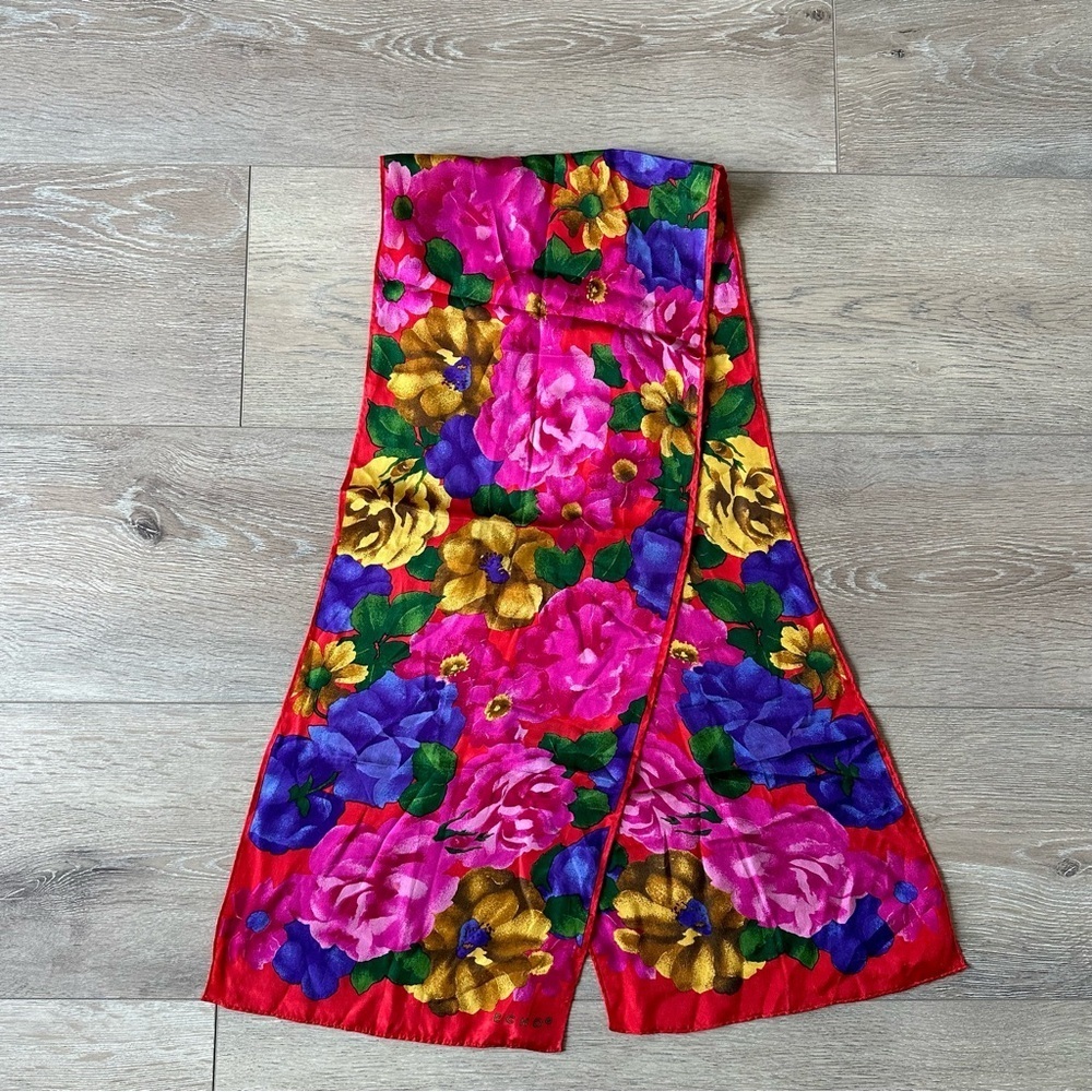 Vintage Echo Floral Silk Long Scarf